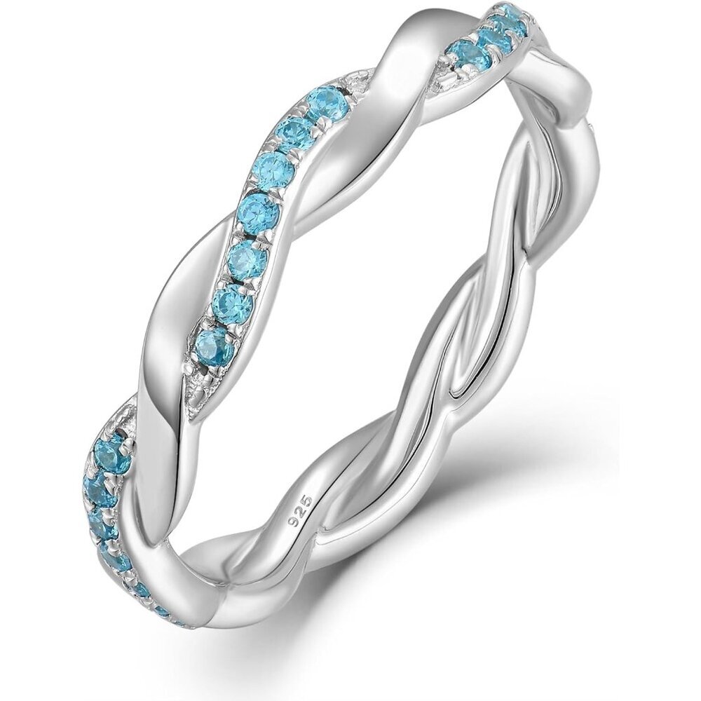 🆕 Women Silver Eternity Bands Twisted Rings Stackable Sterling Wonderful Gifts